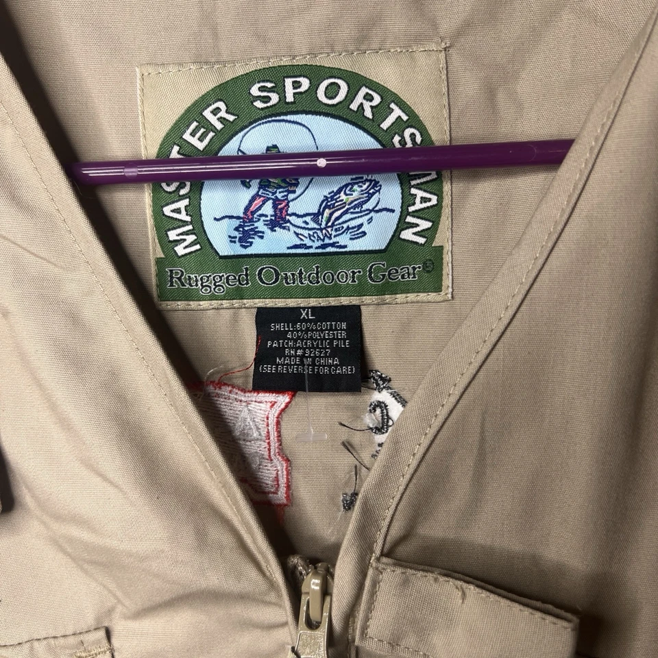 Hunting / Fishing Vest  Master Sportsman Khaki Rugged Outdoor Gear Sz XL  - Image 4 of 4