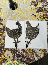 2 Black Chicken Garden Silhouettes Plastic