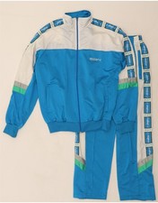 VINTAGE Womens Graphic Full Tracksuit UK 14 Medium Blue Colourblock BV09