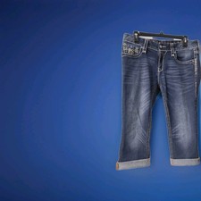 Rock Revival Janelle Size 30 Jeans Rhinestones Embroidered Pockets 31" Legs