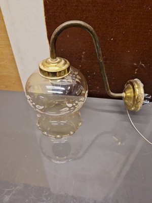 Vintage Messing Optik Wandleuchter Leuchte Glasschirm Retro Beleuchtung 