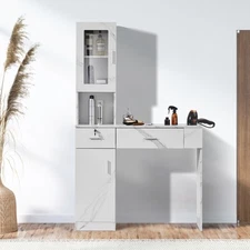 Hair Styling Salon Station Barber Wall Mounted Storage Cabinet Hairdresser