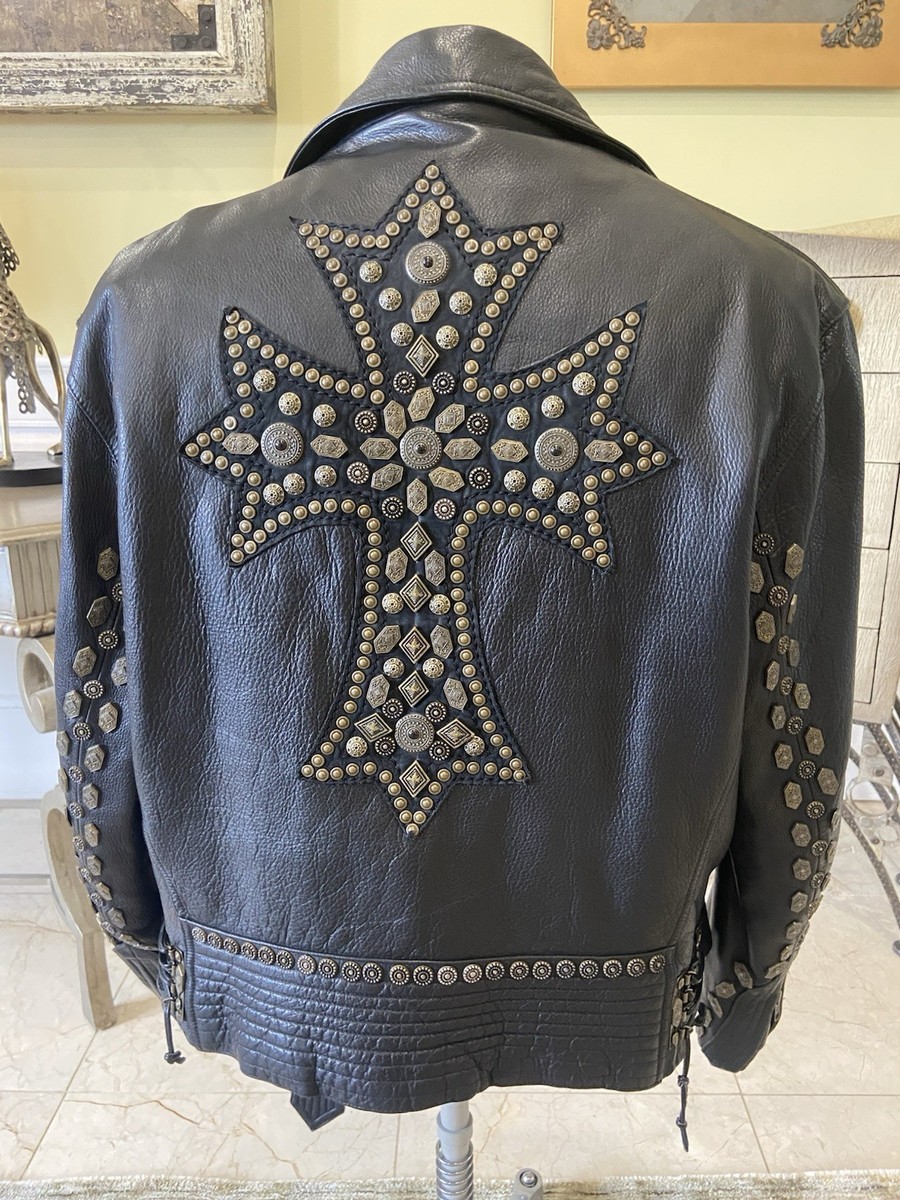 RARE NORTH BEACH GOTHiC CROSS LEATHER MICHAEL HOBAN BLACK JKT SIZE