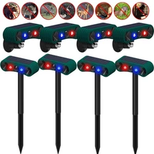 4pcs Solar Outdoor Motion Sensor Alarm 2*130db Ultrasonic Siren 4 Modes Flashing