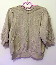Treasure Bond Women's Beige Crewneck Pullover Sweatshirt Long Sleeve Knit S