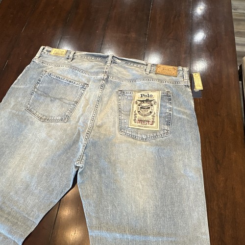 NWT $125 Polo Ralph Lauren Hampton Denim Blue Jeans 46Bx32 Maidstone Distressed - Picture 18 of 22