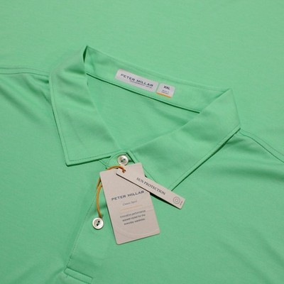 Peter Millar NWT Short Sleeve Polo Shirt Size XXL in Green 100% Polyester