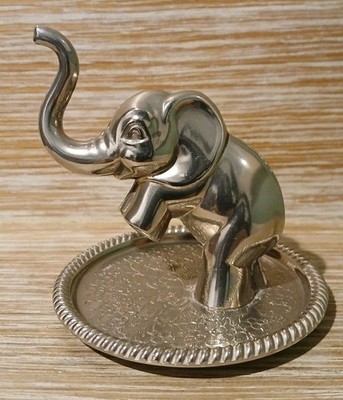 Vintage Seba England versilberter Elefant Ring ordentlich & Schmuckhalter etc.