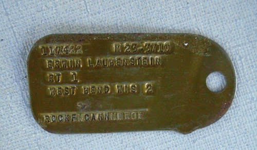 vintage metal luggage tag, West Bend, WI