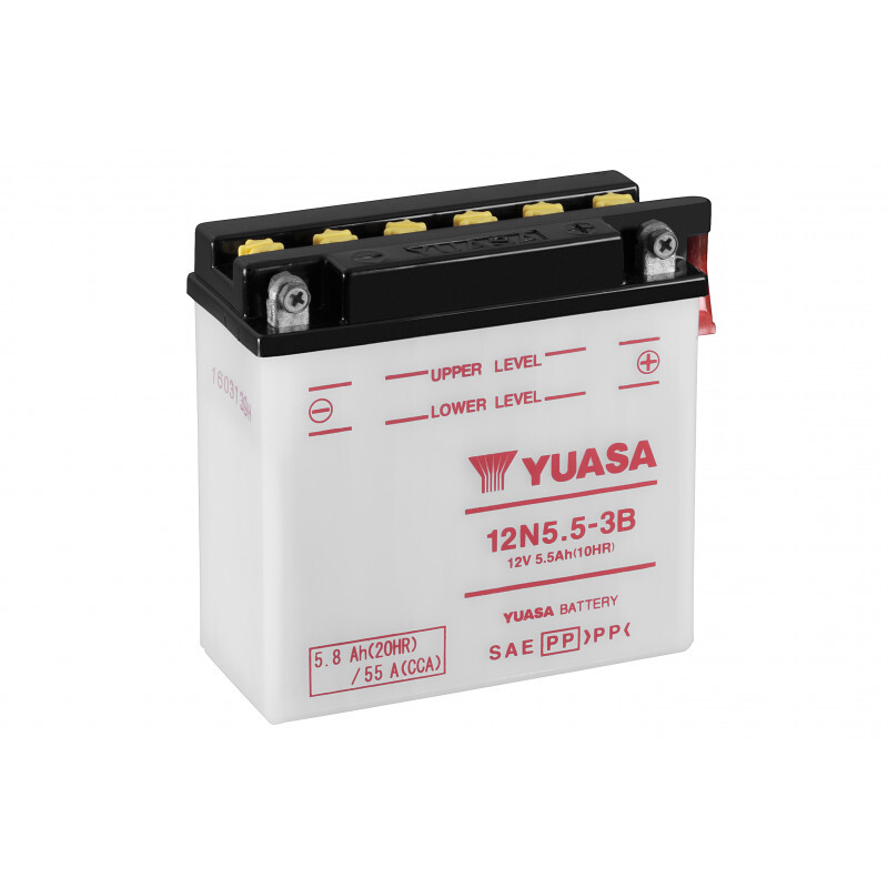 Batterie moto YUASA 12N5-3B 12V 5.3Ah de remplacement pour deux-roues standard