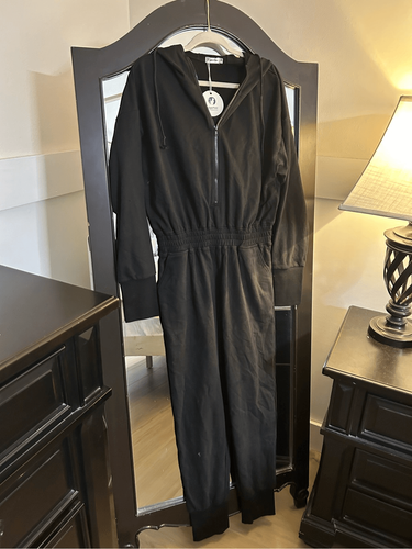 NEW 1 Pc Jumpsuit Elastic Waist Drawstring Hooded Zip Up S