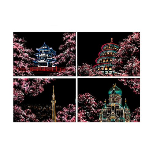 ❤Scratch And Sketch Art Paper 8 Scratch Card And Scratch Painting Pens Best DP - Picture 2 of 9