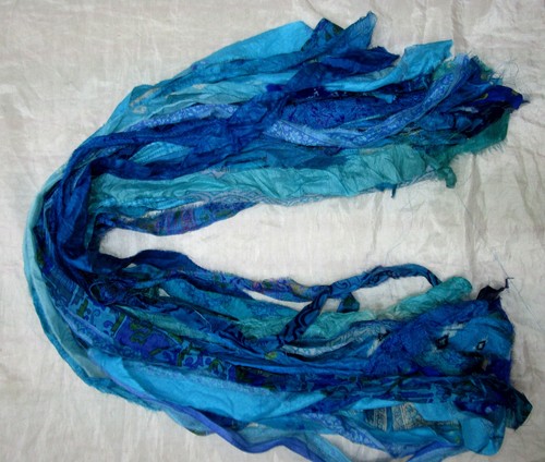 Unstitched Recycled Pure Silk Sari Silk Ribbon Yarn tassels Journal Jewelry BUY - Picture 25 of 57