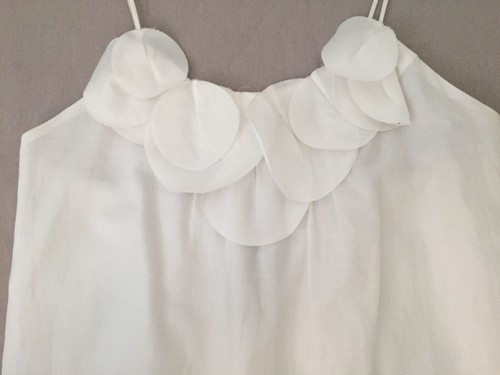 POLECI WHITE COTTON SILK SPAGHETTI STRAP FLOWER FRONT DRESS WOMEN'S RARE SIZE 4 - Picture 3 of 7