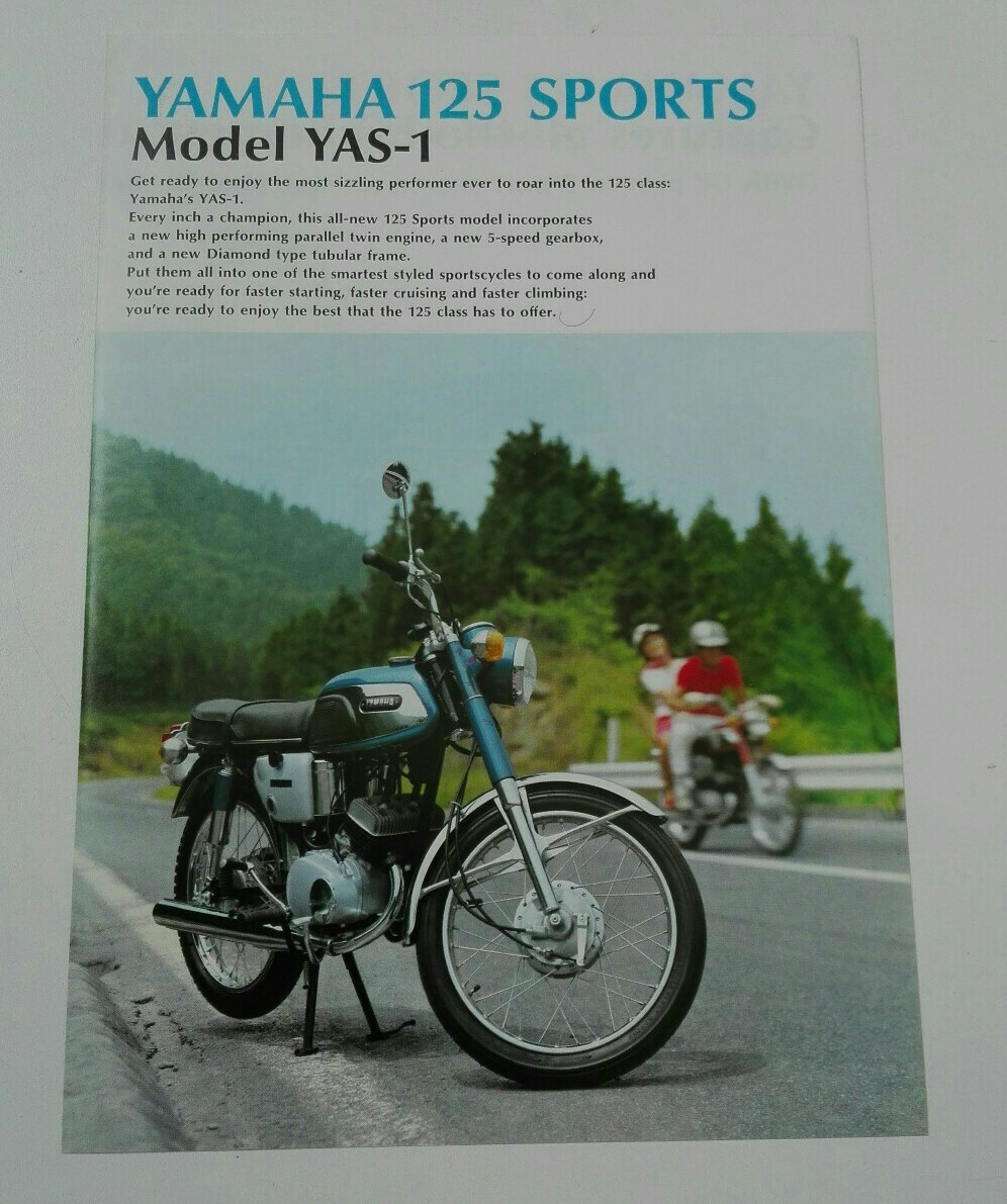 Brochure Yamaha 125 YAS-1 de 1968 prospectus anglais pour moto ancienne de collection