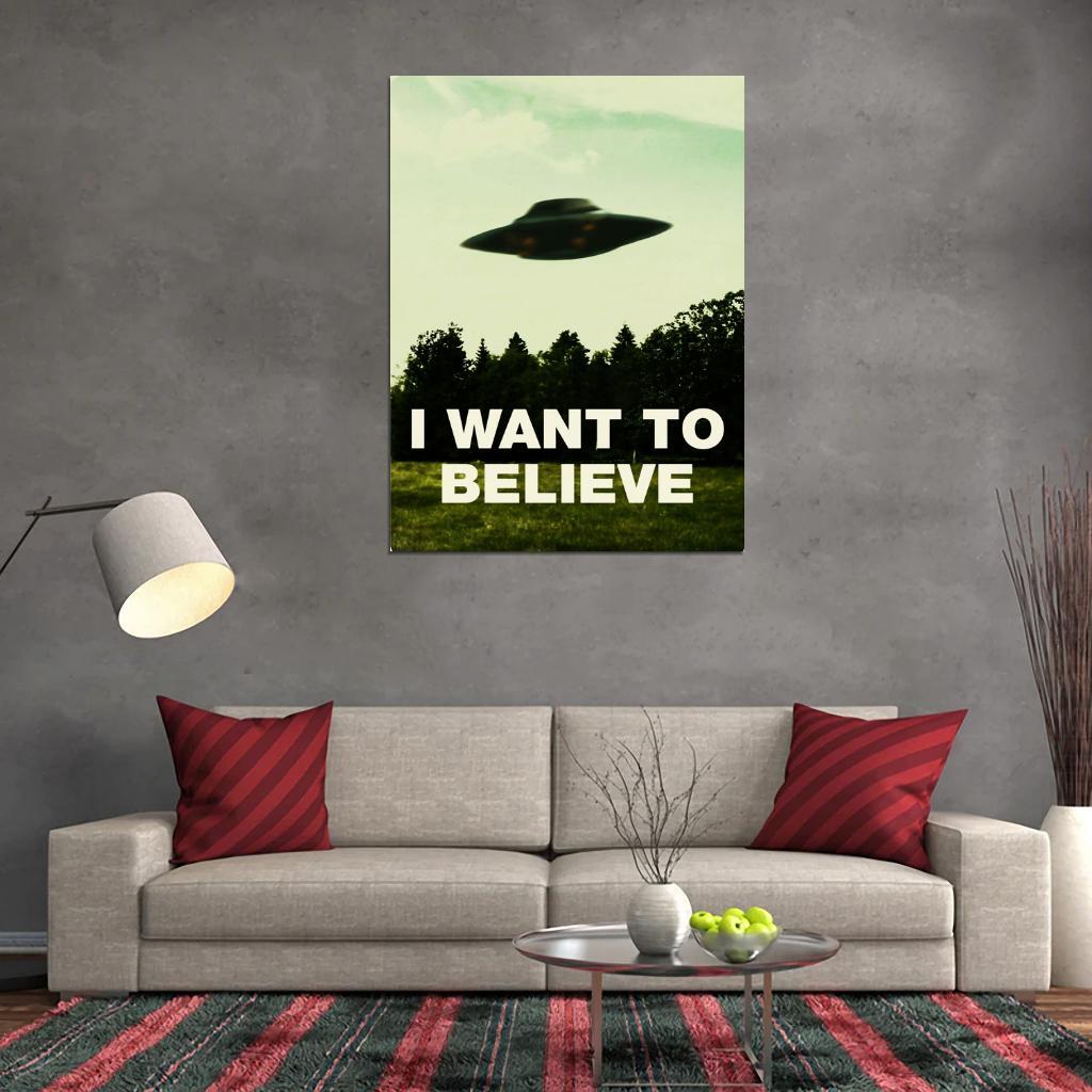 V1433 I Want To Believe UFO Fox Mulder X-Files Decor WALL POSTER