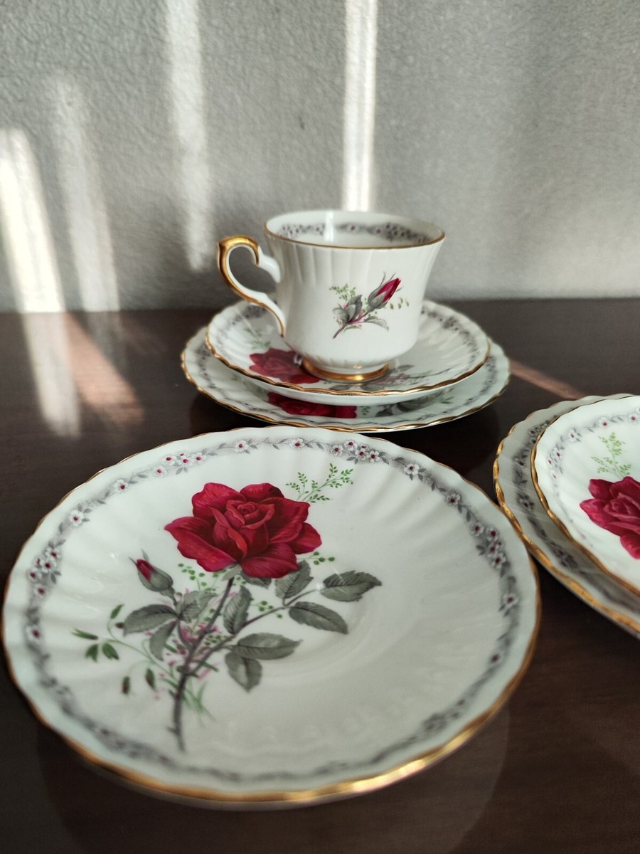 Royal Stafford Roses to remember china tea Piece Set Saucers