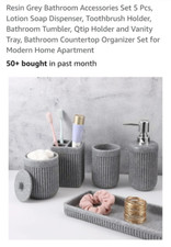 RESIN GRAY BATHROOM ACCESSORIES SET 5pc