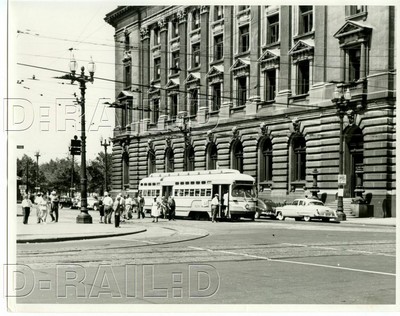 9CC553 RP 1951 CLEVELAND TRANSIT SYSTEM CAR #4249 ROCKWELL AVE TO PUBLIC SQUARE