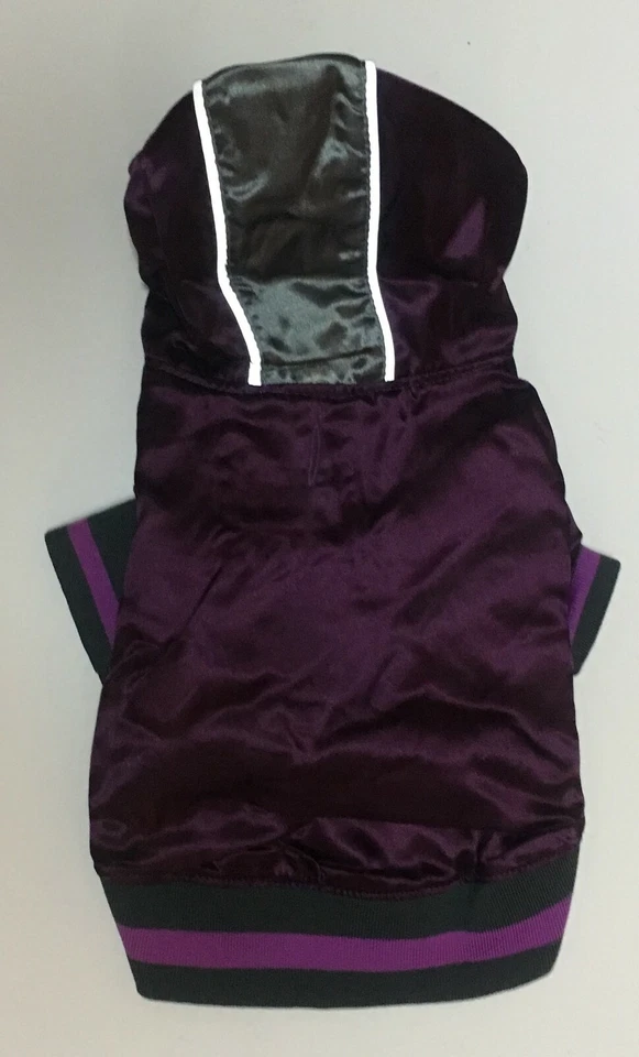 Jaqueta com capuz reflexiva para cães roxa e cinza resistente à água - Imagem 2 de 4