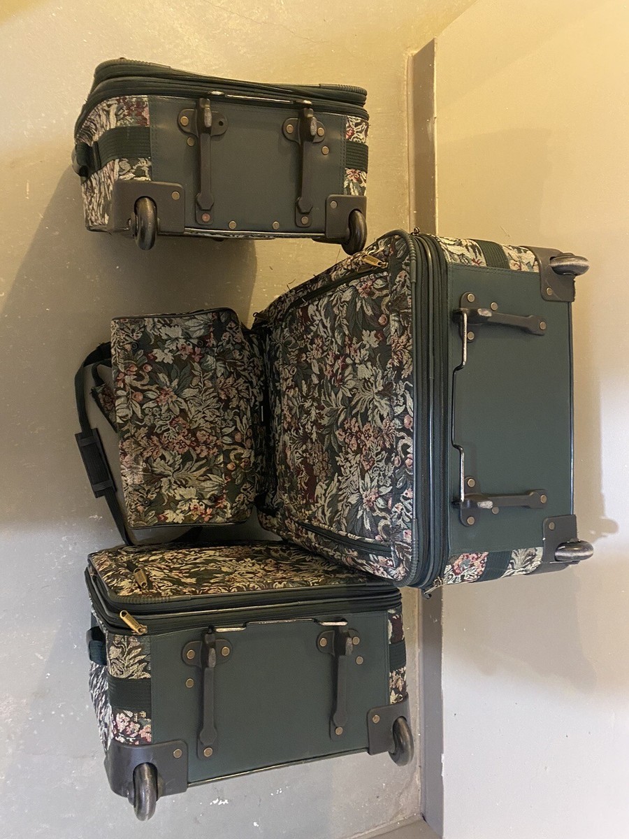 LEISURE BRAND 80s Floral Fabric Print SUITCASE FULL SET