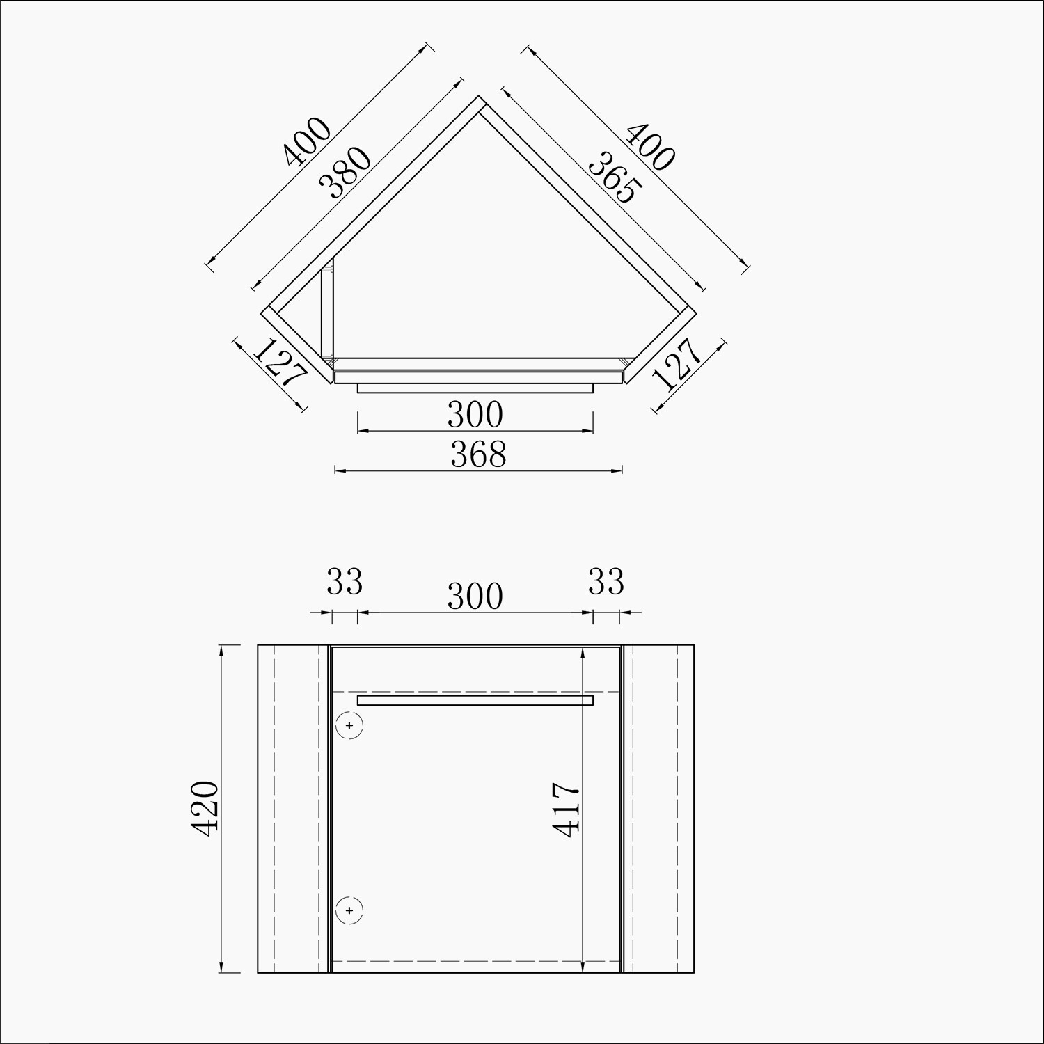 Cloakroom Corner Vanity Unit Storage Grey / White Single Door with