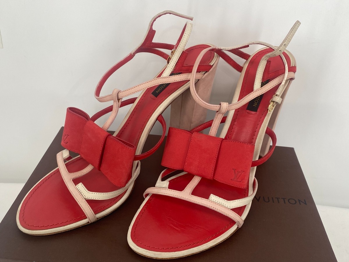 ルイヴィトン オープントゥー サンダル レッド Louis Vuitton Open Toe Sandals Red US 4.5 Excellent Used No
