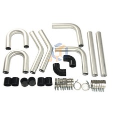 2.5universal Aluminum Intercooler Pipes Kit With Black Hose Siliconeclamps