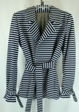 Seven7 Womens Ladies Navy White Striped Belted Jacket Size Small