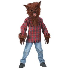 WEREWOLF BROWN REALISTIC WOLF CHILD HALLOWEEN COSTUME BOYS SIZE MEDIUM 8-10