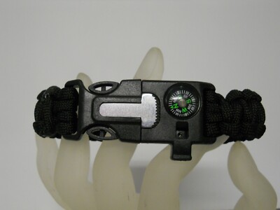 Paracord Survival Bracelet Fire Starter Compass Whistle Tactical