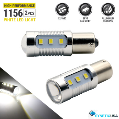 Synetisusa 1156 (pair) White LED Strobe Tail Brake Parking Flash Stop Rear Bulbs