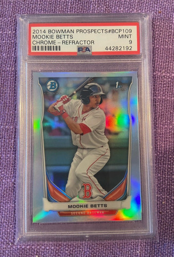 PSA 9 Mint 2014 Bowman Chrome #BCP109 Mookie Betts RC Silver Refractor: #293/500