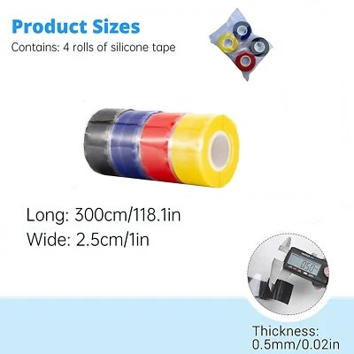 BSTFLEX 4 Rolls Self-Fusing Silicone Tape Rubber Insulating & Repair Tape Plumbing Tape