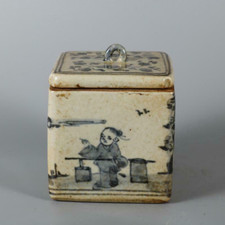 Design Tea Caddy Jar Antique Chinese Ming Blue and White Porcelain Pot
