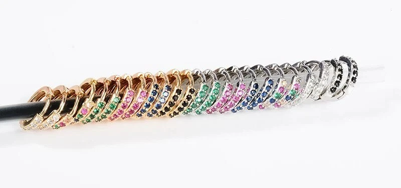 ORECCHINI A CERCHIO UOMO DONNA PLACCATO ARGENTO 925 STRASS ZIRCONI MADE IN ITALY - Immagine 2 di 4