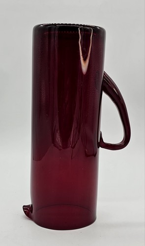MCM Iittala Timo Sarpaneva Danish Glass Rubin Red Pitcher Carafe 10" - Picture 9 of 14