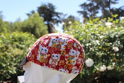 CYCLING CAP KIMONO MANEKI NEKO HANDMADE IN USA,   S M L 