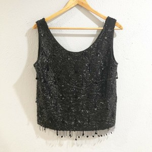 black sequin sleeveless blouse