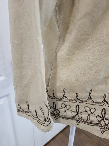 Allison Taylor Pure Linen Bluse Gr. XL braun bestickt Oberteil Langarmshirt - Bild 4 von 11