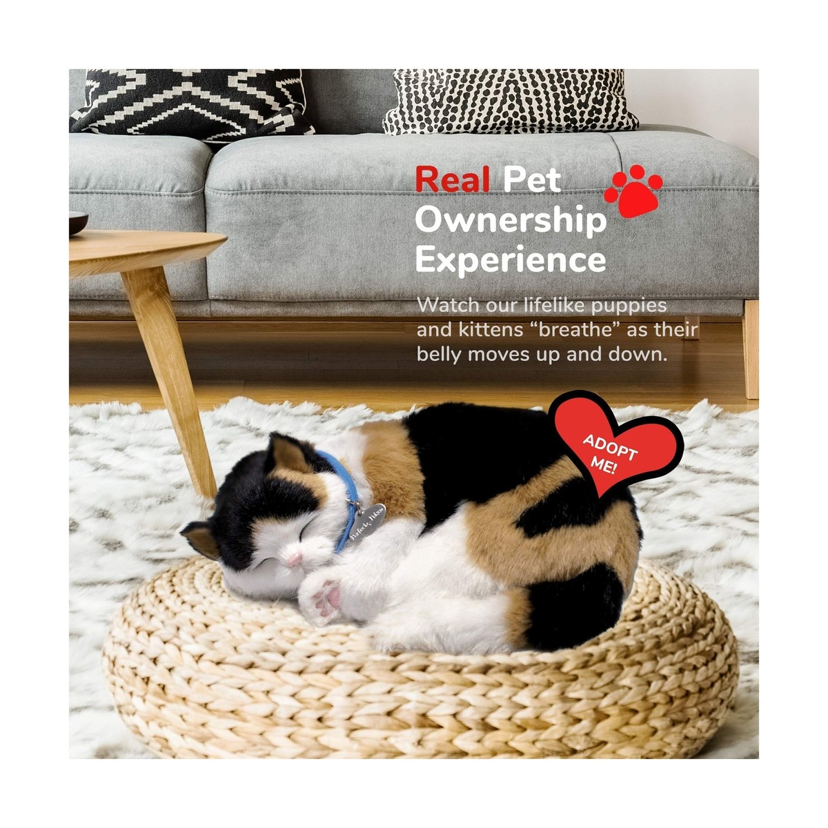 Breathing Stuffed Animal Perfect Petzzz Black White Kitten