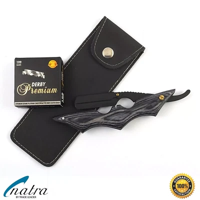NATRA Rasiermesser mit Etui + 100 DERBY PREMIUM Rasierklingen Rasierer Rasur - Bild 1 von 4