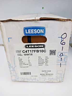 NEW LEESON 1/3 HP TEFC AC MOTOR 48 FRAME 3 PH 230/460 V 1725 RPM 101647.00
