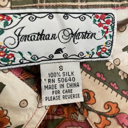 Jonathan Martin Blouse Womens Small Silk Button Up Shirt Floral Plaid Print - Picture 9 of 11