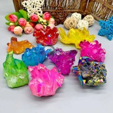 Natural Quartz Angel Aura Titanium Crystal Cluster Healing Rough Stone Specimens