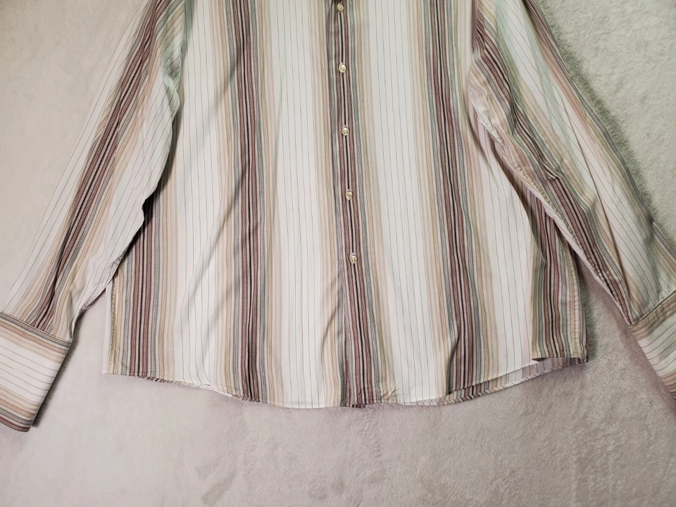 Giorgio Brutini 正装衬衫男式尺寸 2XL 中性多条纹领纽扣 — 第 3/4 张图片