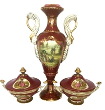 Royal Vienna Vase Bowls Victorian Scenic Courting Couple Reproduction Women Vtg