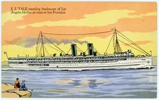 Postcard - S.S. Yale, Los Angeles Steamship Co., Passenger Service Calif. Coast 