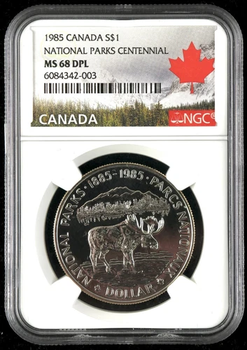 1985 $1 Canada National Parks Centennial Silver Coin NGC MS 68 DPL