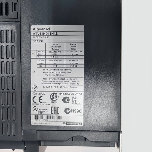 ▀▄▀▄▀ SCHNEIDER ALTIVAR 61 – ATV61HD18N4Z – 18.5 KW – 25 HP – ATV 61 INVERTER - Bild 3 von 4